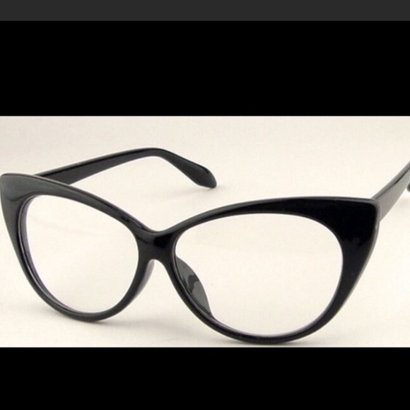 BLACK VINTAGE LOOK CAT EYE  FRAME GLASSES.…NEW - Picture 3 of 4